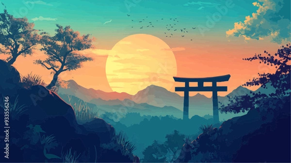 Obraz Landscape Vector - Relaxing Japanese Style