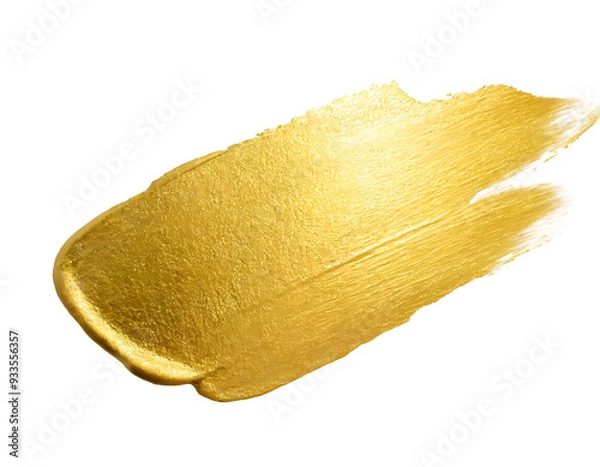 Fototapeta gold foil brush mark on a white isolated background. Generative AI.