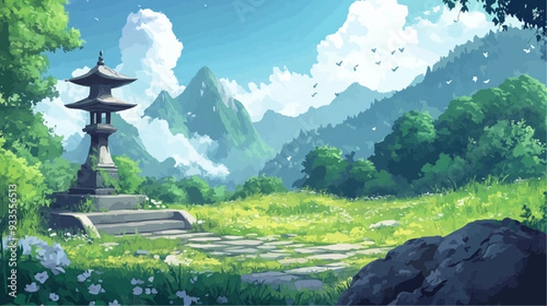 Obraz Landscape Vector - Relaxing Japanese Style