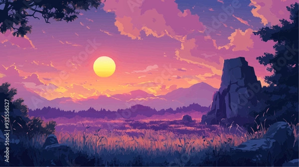 Obraz sunset over the mountains