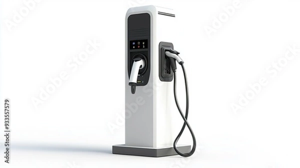 Fototapeta EV charging point with modern design on plain backdrop