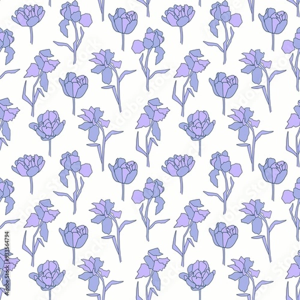 Fototapeta Seamless pattern with abstract flowers