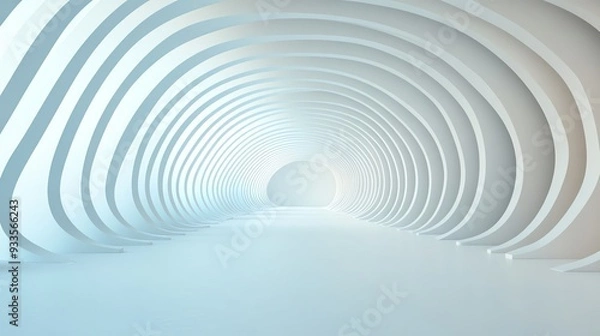 Obraz Abstract tunnel, flowing curves, monochrome palette, minimalist design