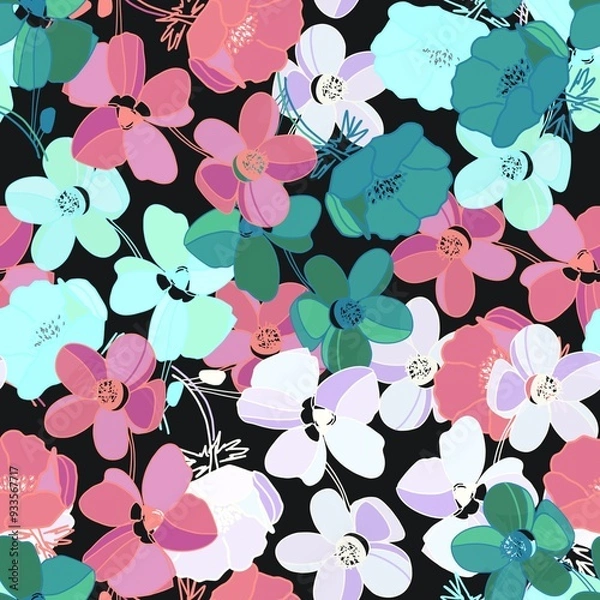 Fototapeta Seamless floral pattern