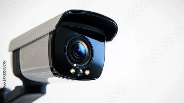 Fototapeta Camera set white isolated on blank surface for surveillance Automated house idea