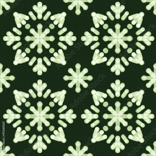 Fototapeta Name for the Image: Seamless Floral Pattern with Blue Leaves and Snowflakes