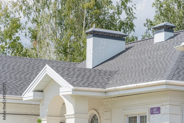 Fototapeta Shingles texture - close up view of asphalt roofing shingles