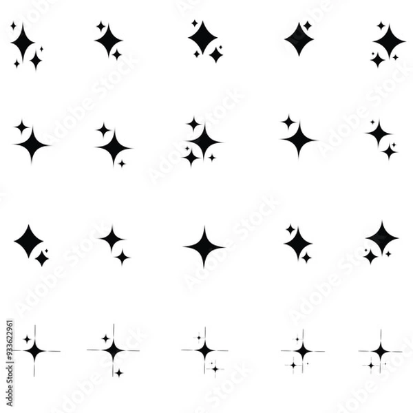 Fototapeta Sparkle Icons set. Twinkle stars collection. Shine star icons vector 