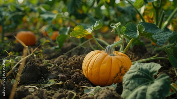 Fototapeta pumpkin on a field