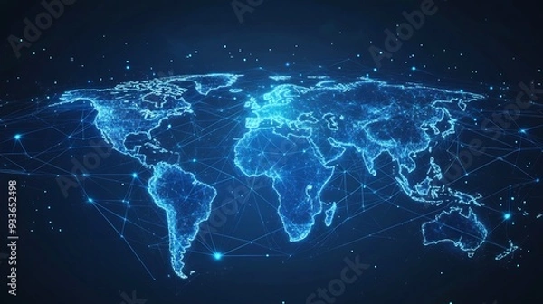 Fototapeta Global Network Connection Visualization