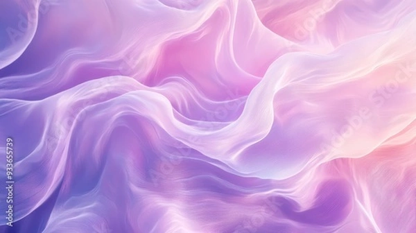 Fototapeta Soft, flowing waves of pastel colors create serene and calming atmosphere. gentle blend of purple and pink evokes sense of tranquility and beauty. 