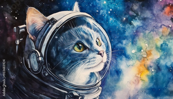 Obraz art of a cat in space