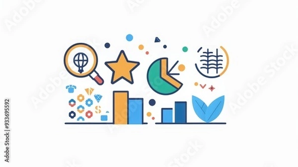 Fototapeta Enhance your branding with minimalist business icons, representing key concepts like growth, strategy,