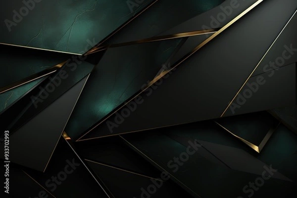 Fototapeta Abstract geometric background with black and gold accents.