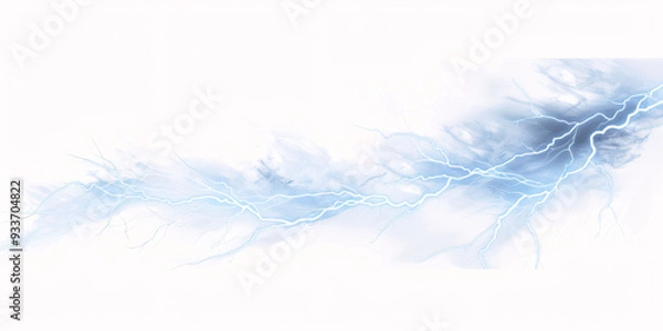 Obraz Abstract blue lightning bolt on a white background. generative Ai