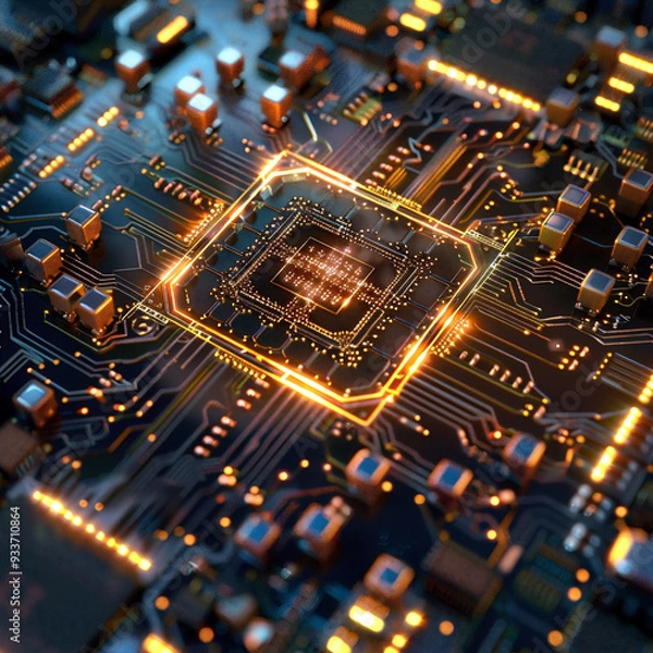 Fototapeta computer, circuit, technology, board, chip, electronics, motherboard, electronic, macro, hardware, processor, green, circuit board, microchip, semiconductor, cpu, capacitor, digital, nano chips,