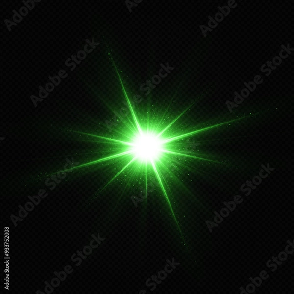 Obraz Shining magic star. Beautiful effect flashing star, Christmas Star. Glowing light explodes.