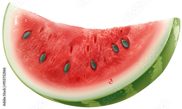 Fototapeta Juicy Watermelon Slice: A refreshing and vibrant slice of watermelon, bursting with summer flavors, isolated on transparent background.