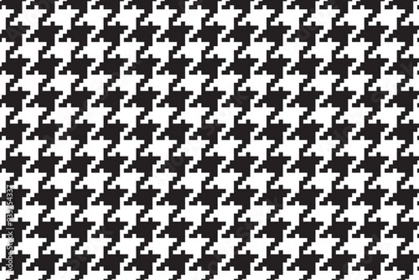 Fototapeta Houndstooth Pepita seamless pattern. Repeating Pepito texture. Black houndstooth on a white background. Repeated abstract argyles for design BW prints. Repeated houndstooth plaids and dogtooth.