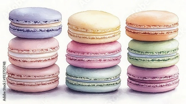 Obraz Colorful macarons arranged in a neat row.