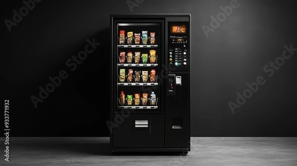 Obraz Blank black and white vending machine snacks and drinks mockup