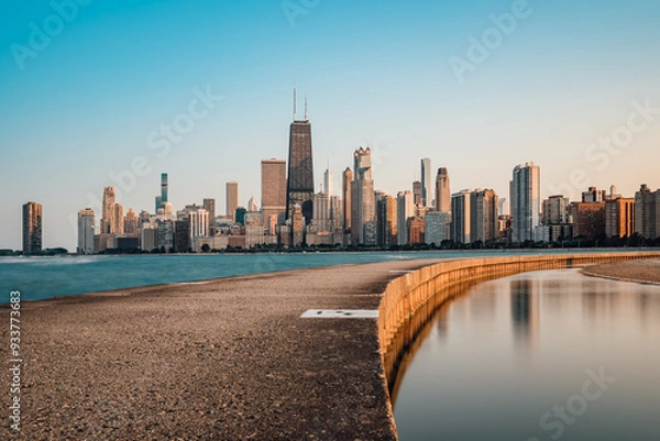Obraz the skyline of chicago during sunset
