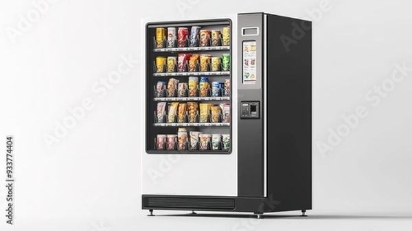 Obraz Blank black and white vending machine snacks and drinks mockup