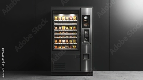 Obraz Blank black and white vending machine snacks and drinks mockup
