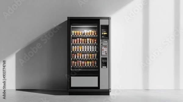 Obraz Blank black and white vending machine snacks and drinks mockup