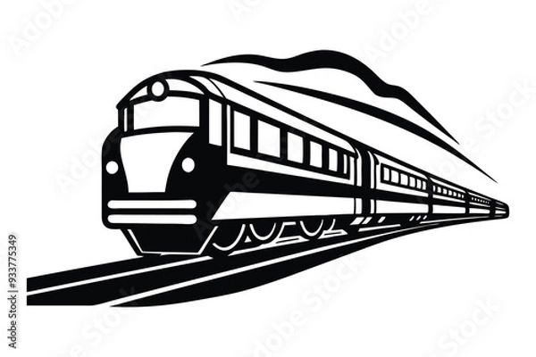 Fototapeta Realistic silhouette High Speed Railway Train vector illustration concept
