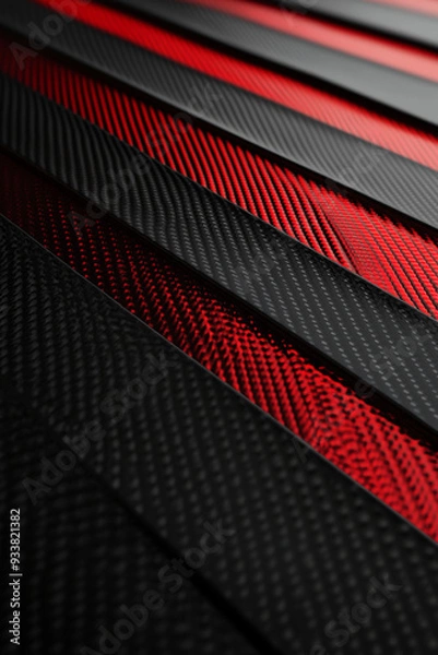 Fototapeta black and red colour carbon fibre stylish raw material background for posting and status generated by AI