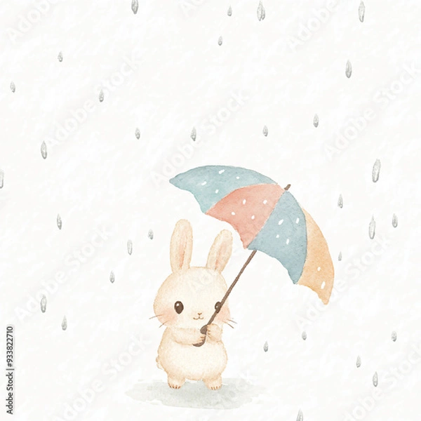 Obraz Bunny Umbrella Rain.