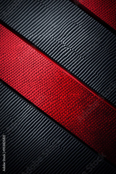 Fototapeta black and red colour carbon fibre stylish raw material background for posting and status generated by AI