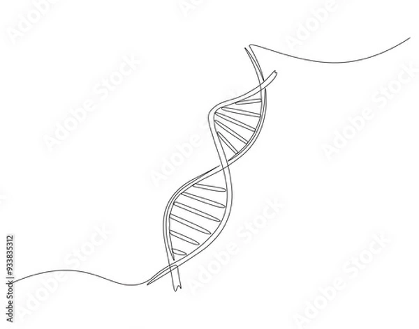 Fototapeta Continuous one line drawing of DNA. Single line drawing illustration of rhino DNA. National science day concept line art. Editable outline