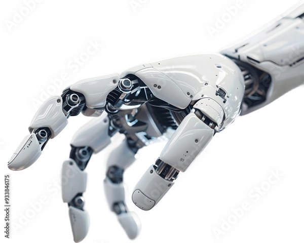 Obraz robotic hand with a white background