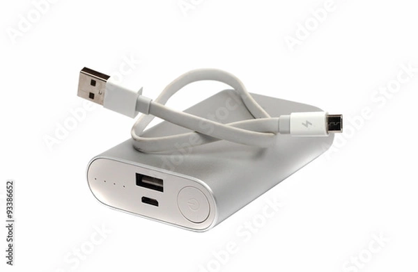 Obraz powerful external battery with USB wire
