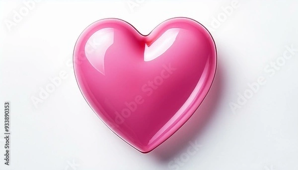 Fototapeta Glossy pink heart isolated on transparent background
