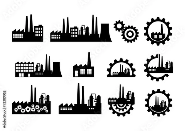 Obraz Black factory icons on white background