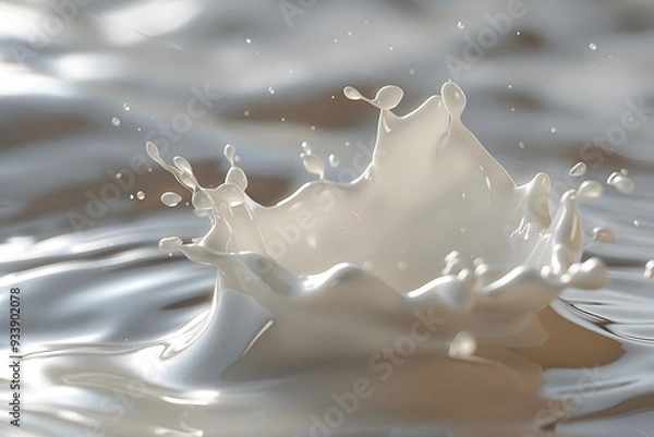 Fototapeta Captivating Splash of Milk in Water Creating Beautiful Ripples