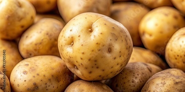 Fototapeta Delicately nuanced Ratte potato, with its distinctive nutty flavor and silky smooth texture, showcased in a stunning close-up shot, highlighting its earthy beauty.