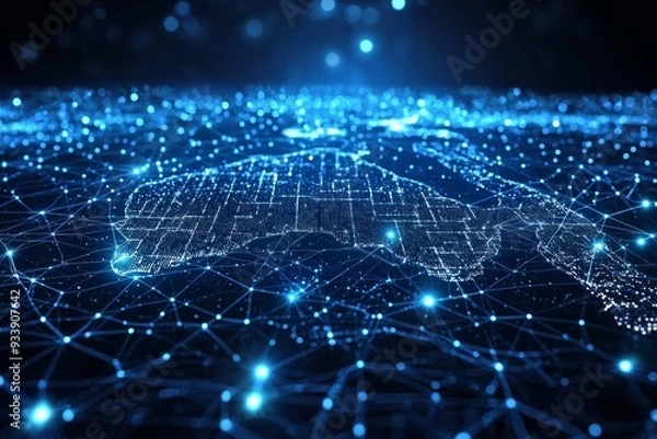 Fototapeta Digital map of australia network connectivity created with generative ai