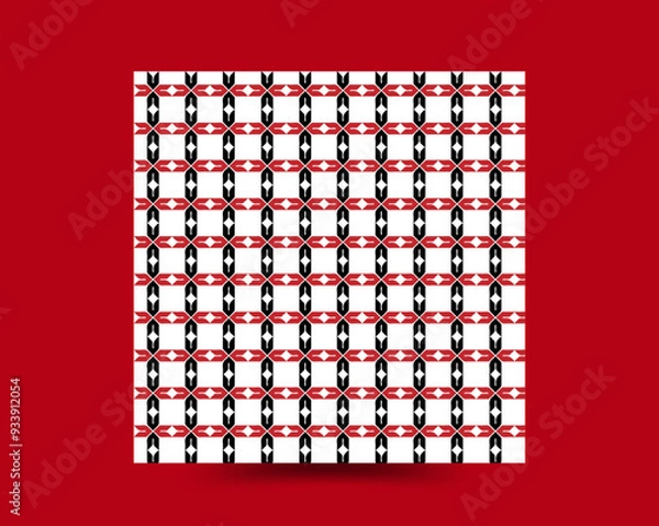 Obraz Red & black  pattern on a white background