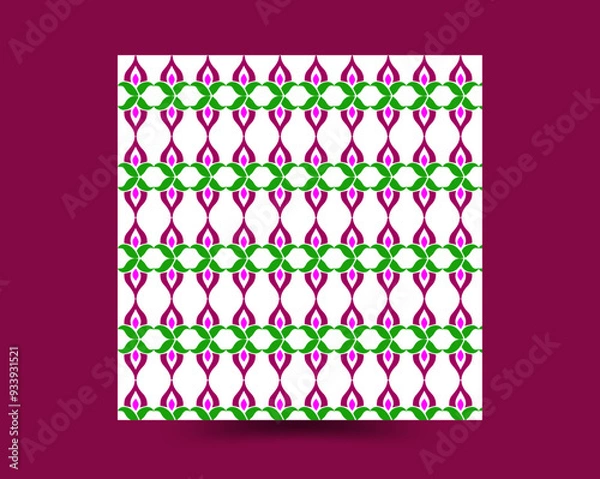 Obraz Stylish flower line pattern background green& pink color