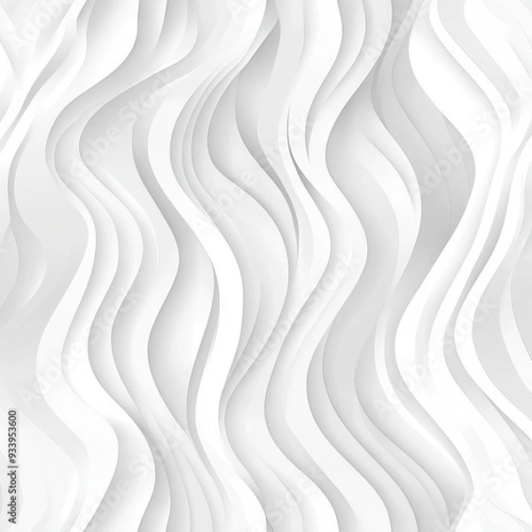Fototapeta Abstract White Seamless Pattern with Wavy Lines and Organic Shapes. AI generated illustration