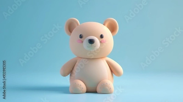 Obraz Cute cartoon teddy bear with 3d rendering.