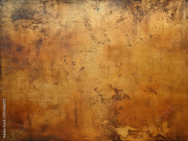 Fototapeta Rusty metal background with rough weathered texture, gold background effect