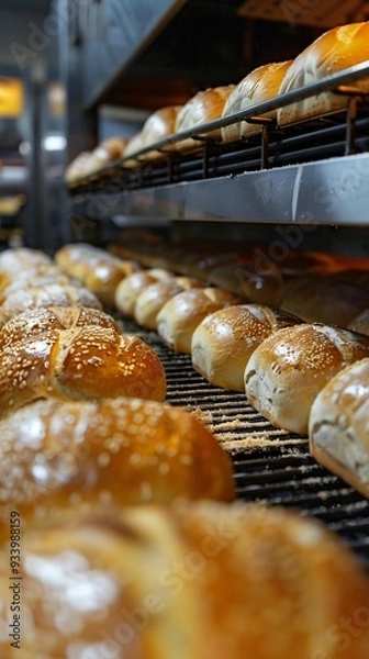 Fototapeta Bread on conveyor line