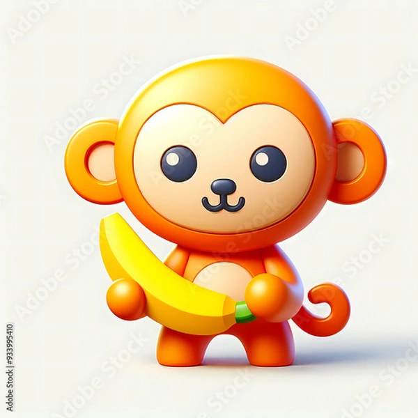 Fototapeta Monkey Cartoon 3D animated depiction of energetic monkeys with a light background, showcasing vibrant hues and playful interactions.