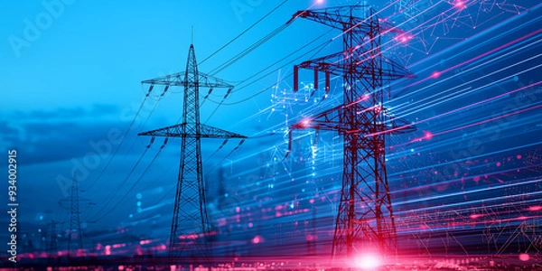 Fototapeta Power Lines and Transmission Towers: A Glimpse into the Energy Network