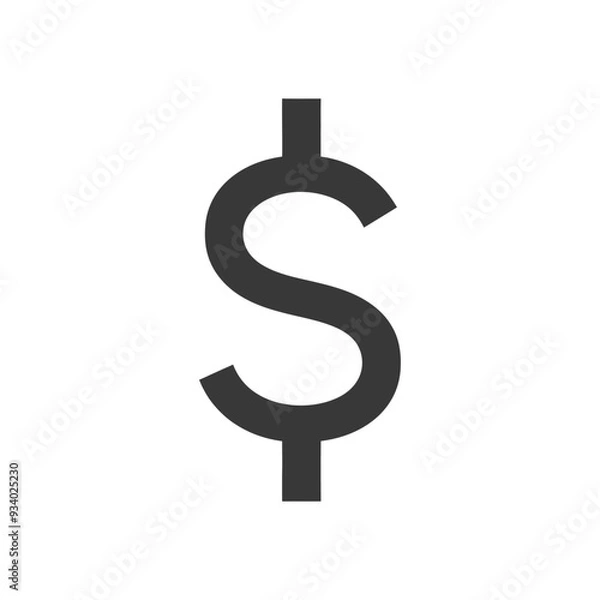 Fototapeta A Grey Dollar Sign Icon on a White Background